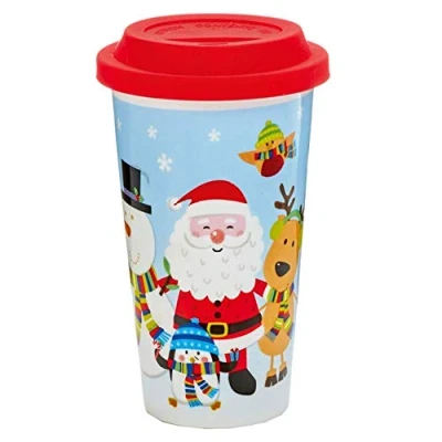 Image of Novelty Premier Christmas Character Design Travel Mug Santa and Friends