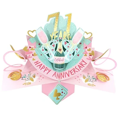 Image of 71 Years Happy 71st Anniversary Pop Up Greeting Card Love Kate&#039;s 3D Cards POP216MC71