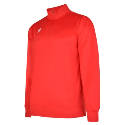 Image of Umbro Mens Club Essential Half Zip Sweatshirt (Vermillion) Red Size Medium