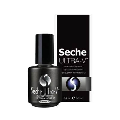 Image of Seche Ultra V UV Activated Top Coat Nail Polish for Long Lasting Shine, High Gloss Gel Like Effect Fast 3 Minute Cure with UV/LED Lamp 14 ml