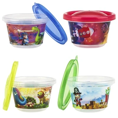 Image of Nuby 4 Pack Stackable Printed Wash or Toss Snack Cups, Ounce, Styles May Vary