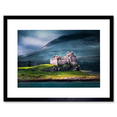 Image of Wee Blue Coo Duart Castle Scotland Isle Mull Art Picture Framed Wall Print
