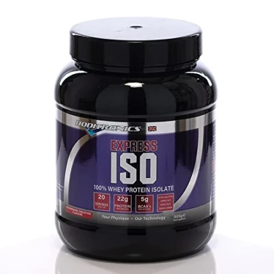 Image of Boditronics 500g Iso Express Whey 100% Isolate Protein Powder with Occurring Amino Acid, BCAAs &amp; Glutamine Support to Lean Mass, Muscle Growth