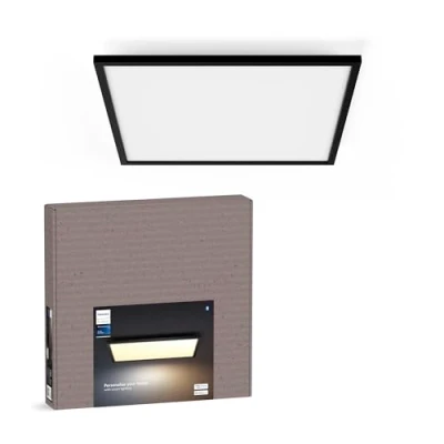 Image of Philips Hue White Ambiance Aurelle Smart LED Panel Light Inc. Dimmer Switch [60x60cm Black] for Indoor Home Lighting, Wall, Ceiling, Bedroom, Livingroom