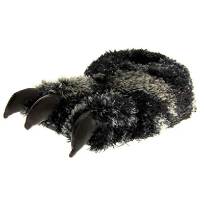 Image of Dunlop Mens Black Faux Fur Monster Claws Novelty Slippers UK 10 11 (L)