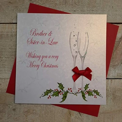 Image of White cotton cards X42 Brother and Sister In Law Handmade Christmas Card,