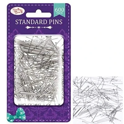 Image of Sewing box 600pcs Dressmaker Tailor Straight Pins Dress Clothes Craft Hobbies, Stainless Steel, Silver, One Size