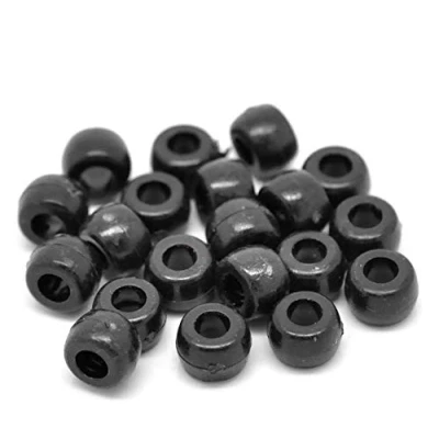 Image of Black Acrylic Pony Beads Large Hole 9x6mm Pack of 100+