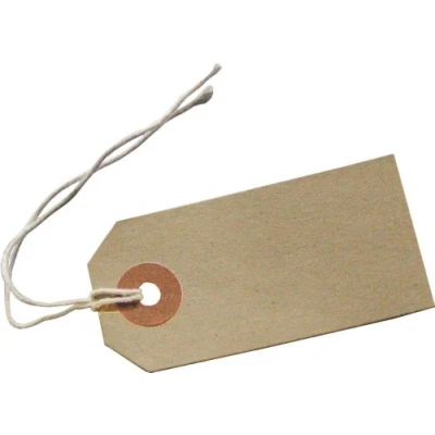 Image of 54x28mm Quality Brown Strung Tags pack of 50