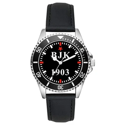 Image of KIESENBERG Men&#039;s watch BJK Besiktas Turkey gift item idea fan analogue quartz leather strap L 2733, Strap.