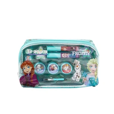 Image of Lip Smacker Frozen Essential Makeup Bag, Set for Girls with GlossyLipGloss, BrightEyeShadows, MakeupApplicators, and Accessories a DisneyPrincess Look