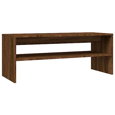 Image of vidaXL Coffee Table Functional and Stylish Side with Open Shelf, Brown Oak, Made of Engineered Wood, Ideal for Living Room Bedroom, Dimensions: 100x40x40 cm
