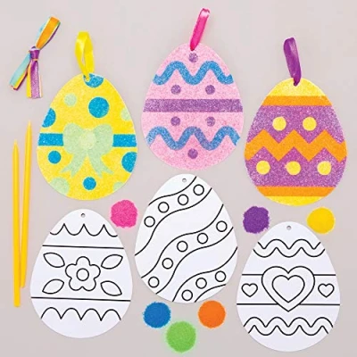 Image of Baker Ross Easter Egg Sand Art Decorations Pack of 6, Crafts for Kids (AT421)