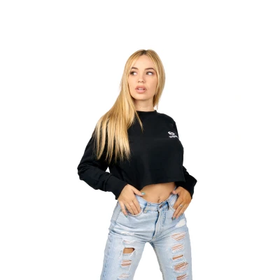 Image of Superb LogoHeart BY131 WoMens long sleeved cropped sweatshirt Black Cotton Size X Large
