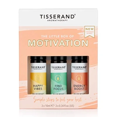 Image of Tisserand Aromatherapy The Little Box of Motivation Happy Vibes, Find Focus, Energy Boost 100% Natural Pure Essential Oils 3x10ml
