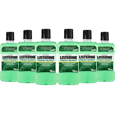 Image of Listerine Antiseptic Fresh Burst Mouthwash, 500 ml, Pack of 6 (Pack 1)