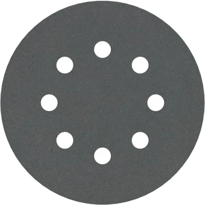 Image of Bosch Accessories 2608605121 F355 Sanding Discs for Stone, Velcro Type, 8 Hole, 125mm, P400 Grit, Black, Pack of 5