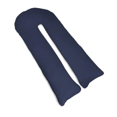 Image of Lancashire Bedding C U Shape Pregnancy Pillow Full Body and Maternity Support for Back, Hips Legs Belly Pregnant Women With Pillowcase (Navy Blue)