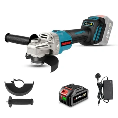 Image of Cordless Angle Grinder Battery 6 Speed ​​Adjustable Speed, 125 mm 660W Electric Cutting for Cutting, Grinding, Polishing Incl. 1 Batteries &amp; Charger