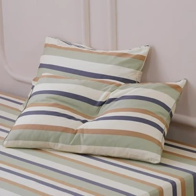 Image of Sheet Story Bamboo Pillow Cases 2 pack 50x75cm Size 400 Thread Count, Soft and Cooling Pillowcases Hypoallergenic Covers Extra Deep Inner Flap Envelope Closure Stripe