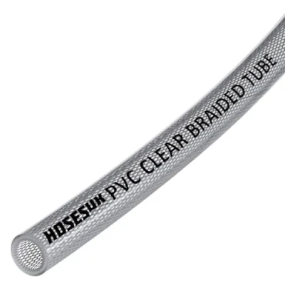 Image of 6mm (1/4&quot;) ID PVC Clear Reinforced Braided Air, Water, Oil, Gas, Food Flexible Plastic Hose Tube 1 Metre
