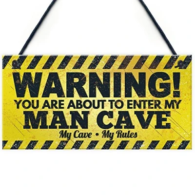 Image of RED OCEAN Man Cave Funny Hanging Plaque Games Room Boys Bedroom Sign