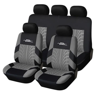 Image of autoyouth Car Seat Covers, Front Covers with Split Bench for Women, Full Set of Protectors, Grey, 9 Pieces