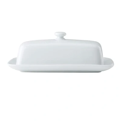 Image of Mikasa Chalk Porcelain Butter Dish, Labelled, White