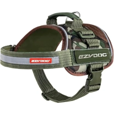 Image of EZYDOG Convert Dog Harness Magnetic Handle, Anti Pull Harness, for Small, Medium and Large Dogs, LED Light Mount, Reflective Strips, Contoured &amp; Breathable Fabric (M, Camo)