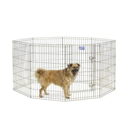 Image of MidWest Foldable Metal Dog Exercise Pen / Pet Playpen with Door; 60.96 W x 91.44 H Centimeters; Gold Zinc; 544 36