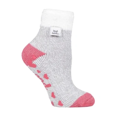 Image of HEAT HOLDERS Ladies Feather Top Fluffy Low Cut Non Slip Thermal Lounge Bed Socks with Grips (4 8 uk, Light Grey (L Feather))