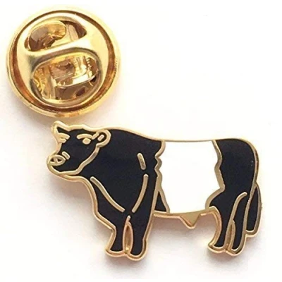 Image of Belted Galloway Cow Enamel Lapel Pin Badge