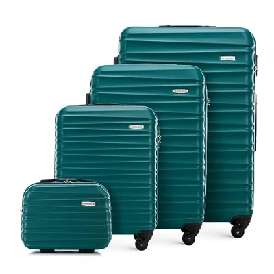 Image of WITTCHEN Travel Suitcase Carry On Cabin Luggage Hardshell Made of ABS with 4 Spinner Wheels Combination Lock Telescopic Handle Groove Line Set suitcases Green