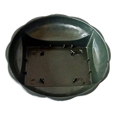 Image of Pack of 20 Round Floral Bowls with Square Bases (Dark Green). Arrangements/Wedding Displays