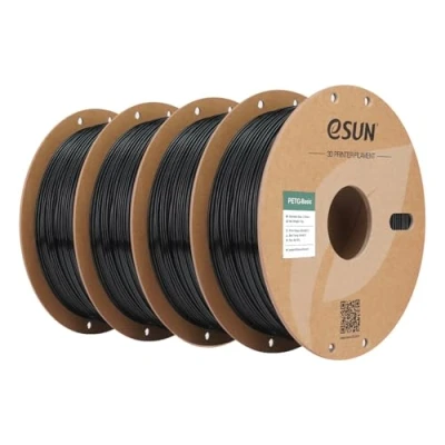 Image of eSUN PETG Filament 1.75mm, High Toughness, 1KG (2.2 LBS) per Spool, 4 Reels Printing Materials for 3D Printers,Black