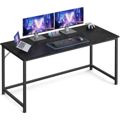 Image of VASAGLE Computer Desk, Small Office Desk and Workstation, Work for Home Office, Study, Bedroom, 60 x 140 76 cm, Industrial Style, Metal Frame, Ebony Black Ink LWD043B56