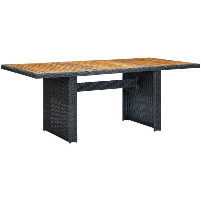 Image of vidaXL Garden Table Dark Grey Poly Rattan and Solid Acacia Wood