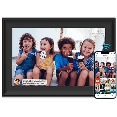 Image of Digital Photo Frame, WiFi 10.1 Inch Picture Frame Built in 32GB Storage Motion Sensor Auto Rotation Use SD Card/USB Driver, 1280x800 Touch Screen, Share Moments Instantly via Frameo App