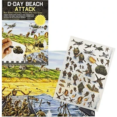 Image of D Day Beach Attack Rub Down Transfers World War 2 Battle Scene
