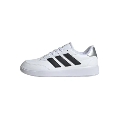 Image of adidas Women&#039;s Courtblock Shoes, Cloud White/Core Black/Silver, 9.5 UK