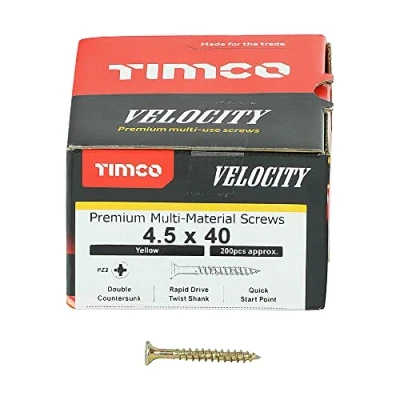 Image of TIMco 5040VY PZ2 CSK ZYP Velocity Screw 4.5 x 40 Yellow (Box of 200)