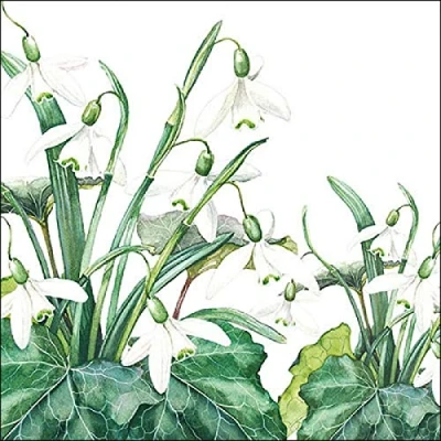 Image of 20 Napkins Wild Snowflakes as Table Decoration with Flowers for Spring 33 x cm