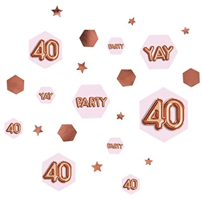 Image of Neviti 773437 Glitz and Glamour Age 40 Confetti Table Scatters, Pink/Rose Gold