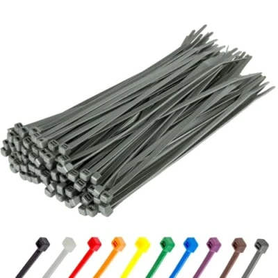 Image of Gocableties Silver Cable Ties, 200mm x 4.8mm, Pack of 100, 8&quot; Premium Nylon Zip Multi Purpose Plastic Tie Wraps, Secure Self Locking Mechanism, for Home, Garden, Office and DIY