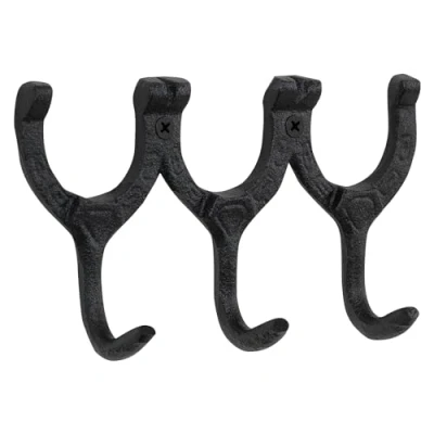 Image of Woodside Cast Iron Wall Mounted Triple Horseshoe Hook Coat/Hat/Key Rack, Decorative Rustic Antique Style Horse Shoe, Home Accessories