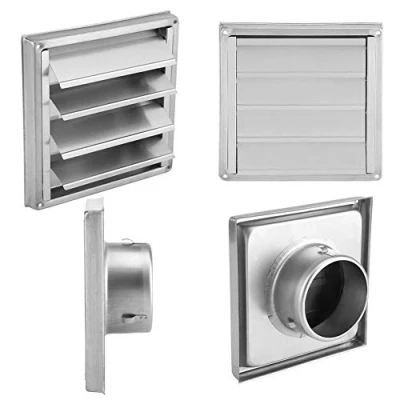 Image of Vents 100mm Stainless Steel Air Vent Square Tumble Dryer Extractor Wall Exhaust Cover Outlet