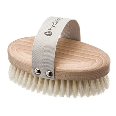 Image of Hydrea London Natural Dry Body Brush Exfoliating Skin with Bristle, Cellulite Remover, Helps Improve Lymphatic Drainage FSC® Certified Beechwood.