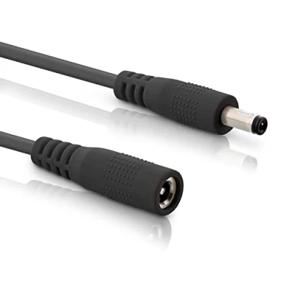 Image of InLine DC Extension Cable, Universal Power Supply Cable for LED Strips, Security Cameras, Printers, Routers, Switches and much more, Male/Female 5.5 x 2.5 mm, Black, 1 m
