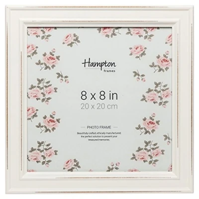 Image of Hampton Frames PALOMA Distressed Square Picture Photo Frame White 8x8 (20x20cm) PAL301988W