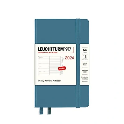 Image of LEUCHTTURM1917 367745 Weekly Planner &amp; Notebook Pocket (A6) 2024, with Booklet, Stone Blue, English